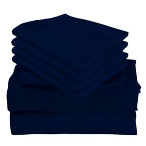 6 PCS Queen King Size Cool Bamboo Sheet Set - Navy